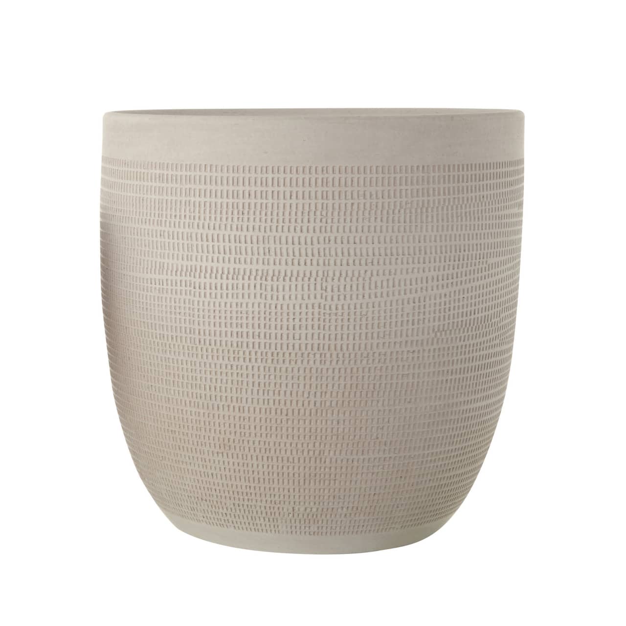 Hello Honey® 12.25" Matte White Embossed Stoneware Planter